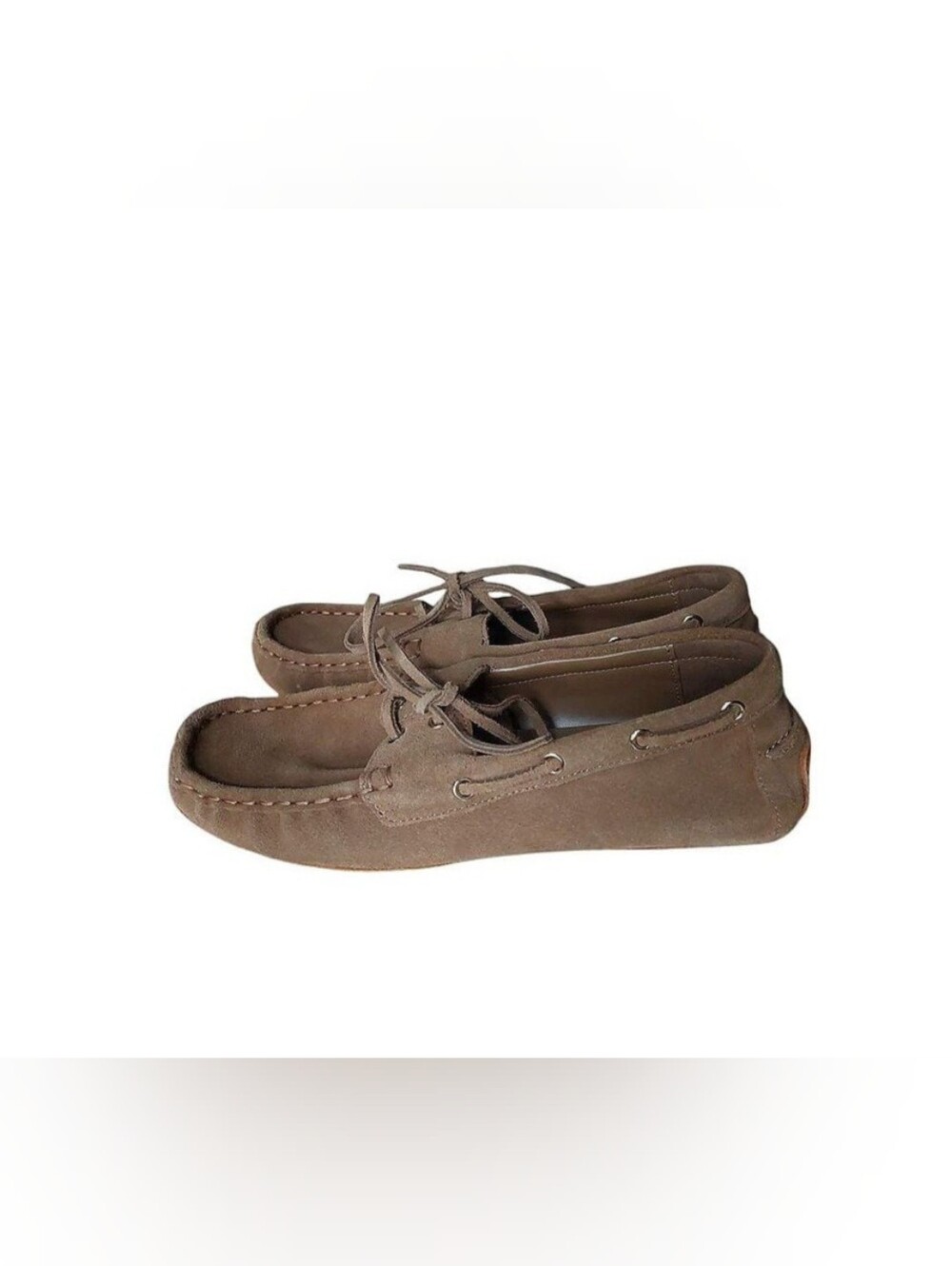 Mango Women's Suede Driving Loafers in Brown and Tan Sole